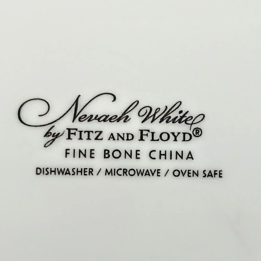 Fitz & Floyd Nevaeh White Fine Bone China Covered Butter Dish